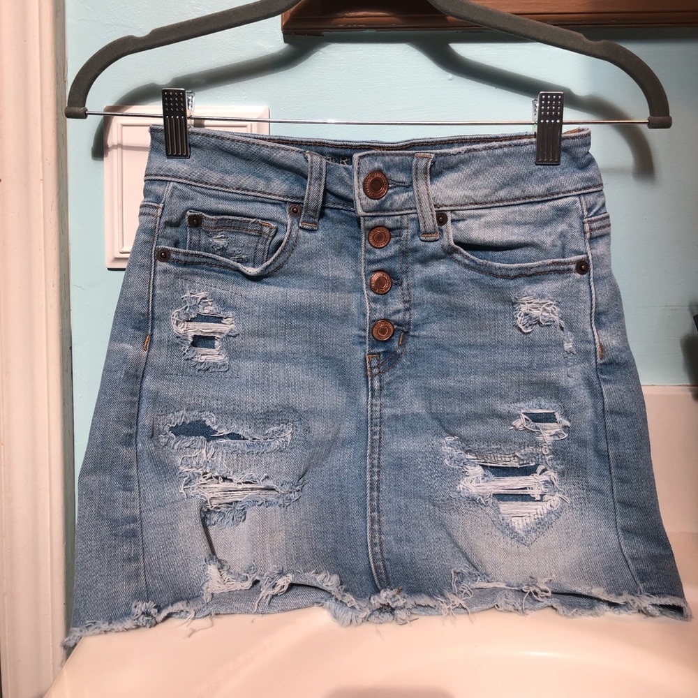 High Waisted Denim Mini Skirt ☆ (price negotiable)